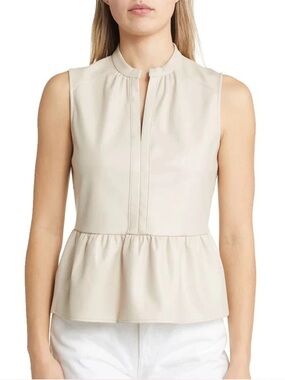 NIC+ZOE Fedrica Faux Leather Peplum Top